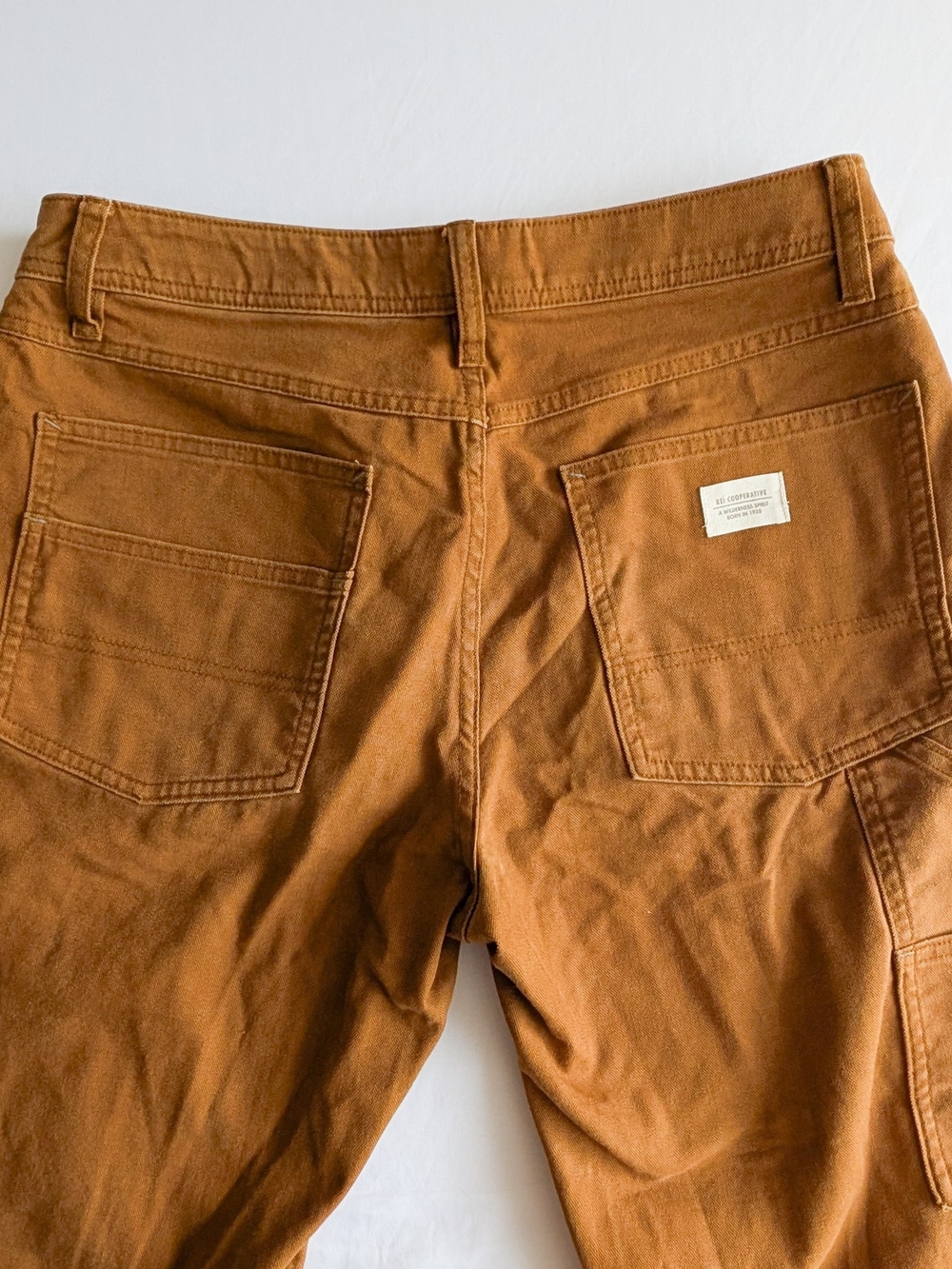 REI Cooperative Pants Mens 32x32 Caramel Brown Canvas Cargo Workwear Utility - Picture 7 of 9